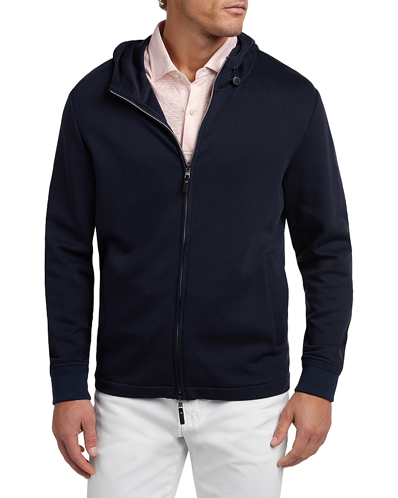 David Donahue Journey Cotton & Silk Blend Zip Hoodie