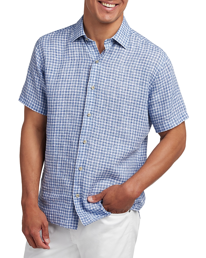 David Donahue Linen Check Short Sleeve Shirt