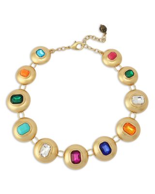 Stone Button Collar Necklace, 16-18"