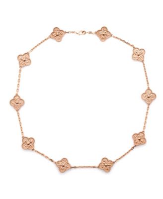 Vintage-Like Alhambra 10 Motifs Necklace 18K Rose Gold ,16.5"