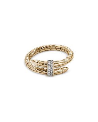 14K Yellow Gold Spear Diamond Wrap Bypass Ring