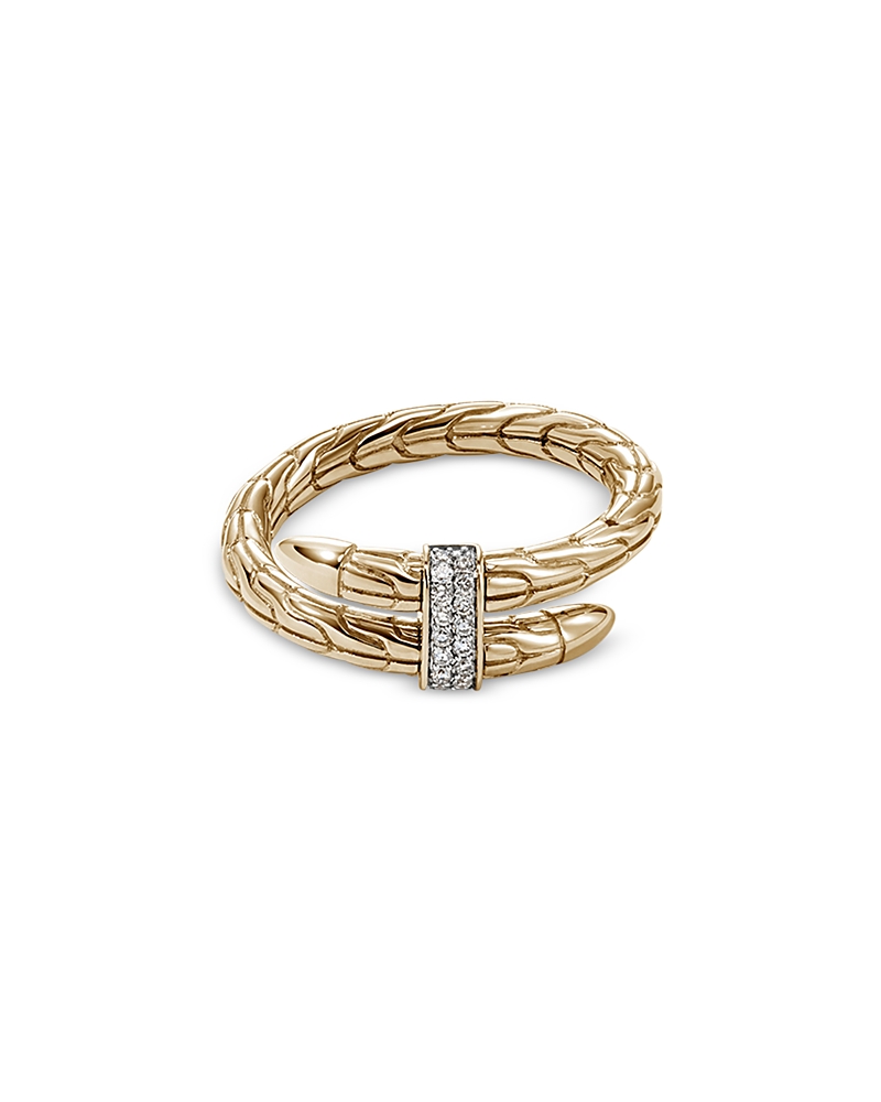 John Hardy 14K Yellow Gold Spear Diamond Wrap Bypass Ring