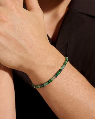 Sterling Silver Heishi Green Multi Stone Bead Bracelet