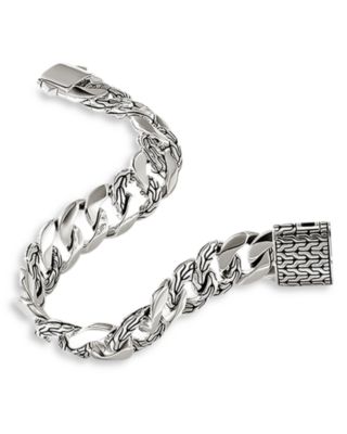 Sterling Silver Chain Textured & Polished Curb Link Bracelet