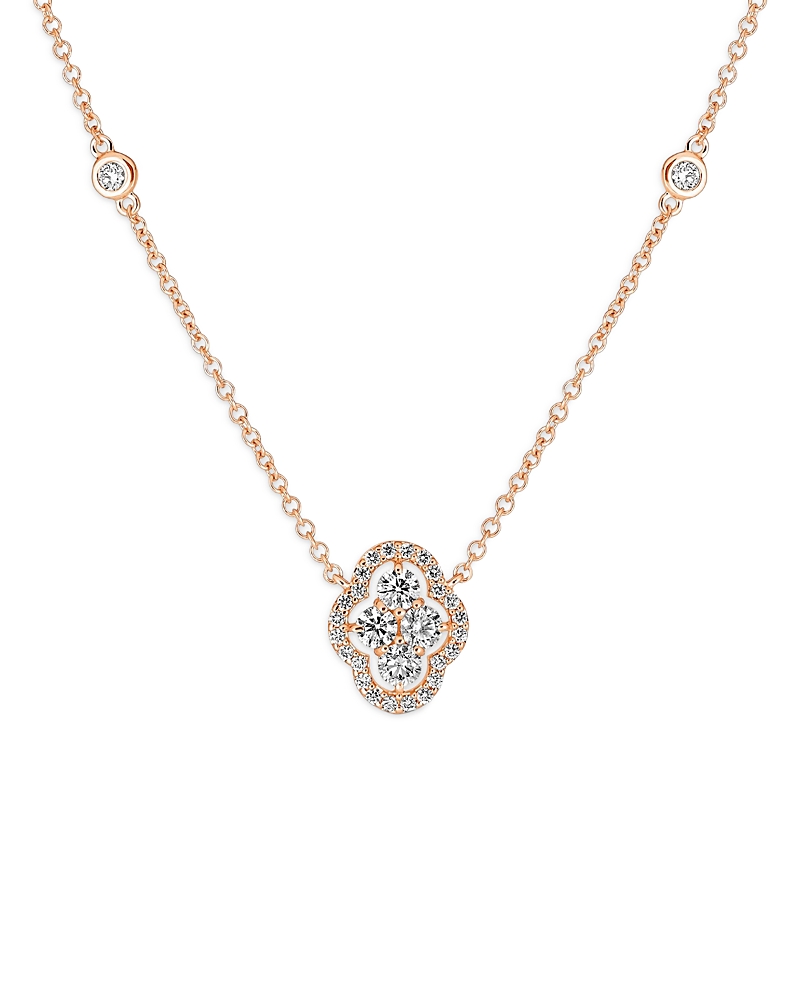 Piranesi 18K Rose Gold Maison Diamond Halo Cluster Pendant Necklace, 16