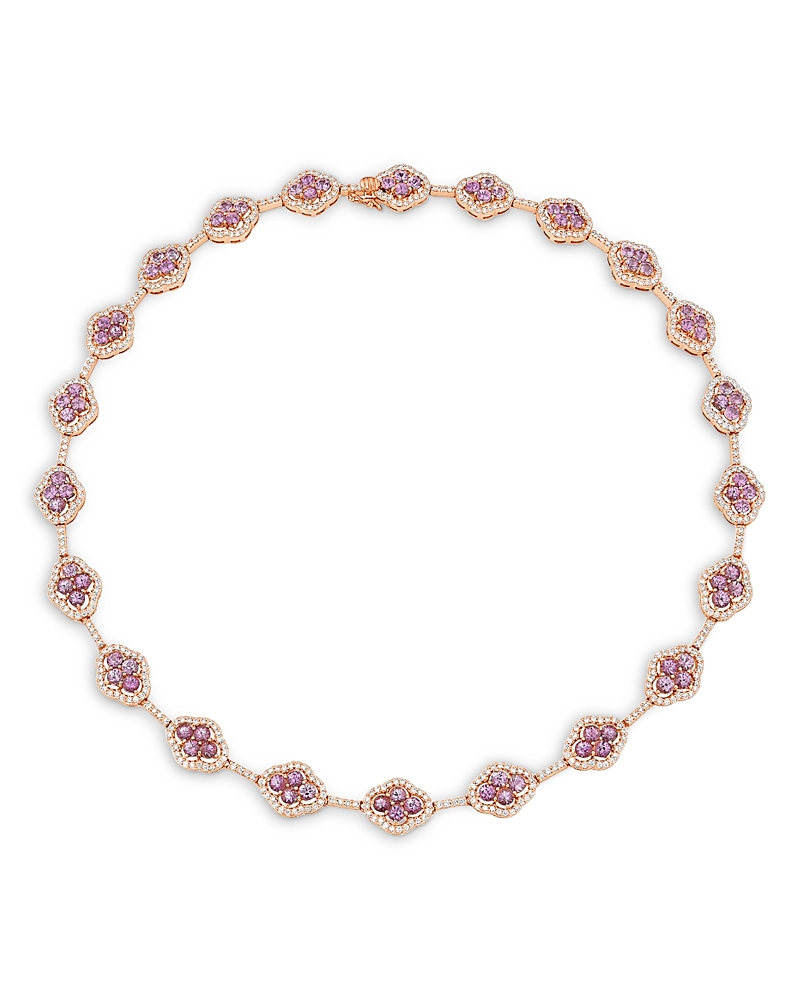 Piranesi 18K Rose Gold Maison Pink Sapphire & Diamonds Collar Necklace, 17