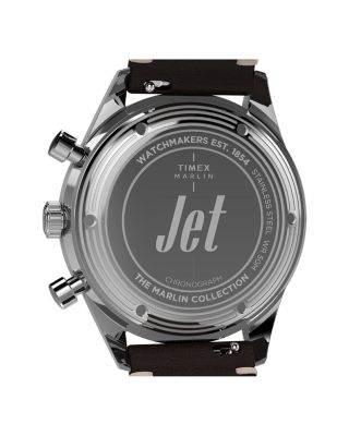 Marlin&reg; Jet Quartz Chronograph Leather Strap Watch, 40mm