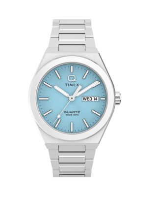 Q Timex&reg; Continental Day & Date Stainless Steel Bracelet Watch, 39mm