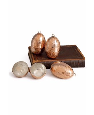  CMK Copper Etched Bird & Floral Egg Ornaments, Set of 4