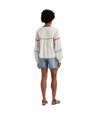  Women's Cotton Rainbow Scallop Blouse