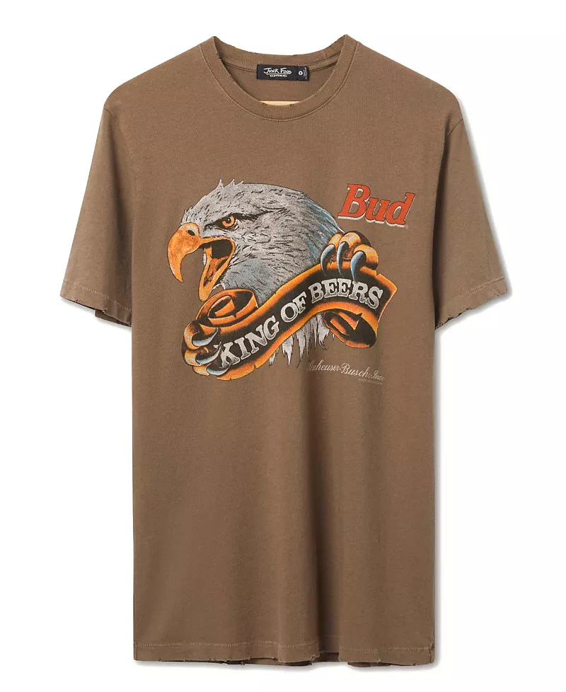 Junk Food Clothing Unisex Budweiser King of Beers Eagle Vintage Tee