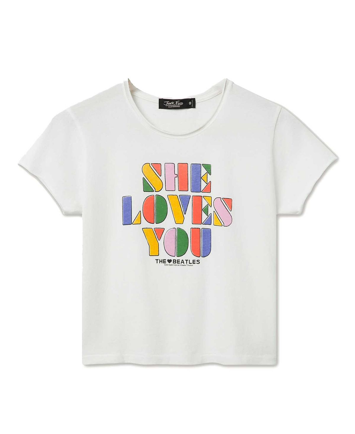 Junk Food Clothing Women's The Beatles She Loves You Vintage Baby Tee