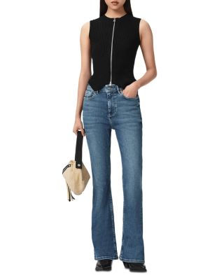 Maisie High Rise Flare Leg Jeans in Mid Indigo