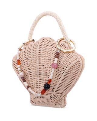 Small Shell Shaped Rattan Clutch - Exclusive 
