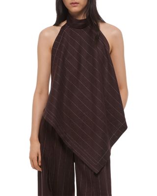 Halter Scarf Pinstripe Top