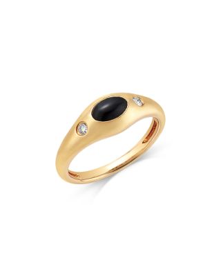 Gemstone & Diamond Pinky Ring in 14K Yellow Gold