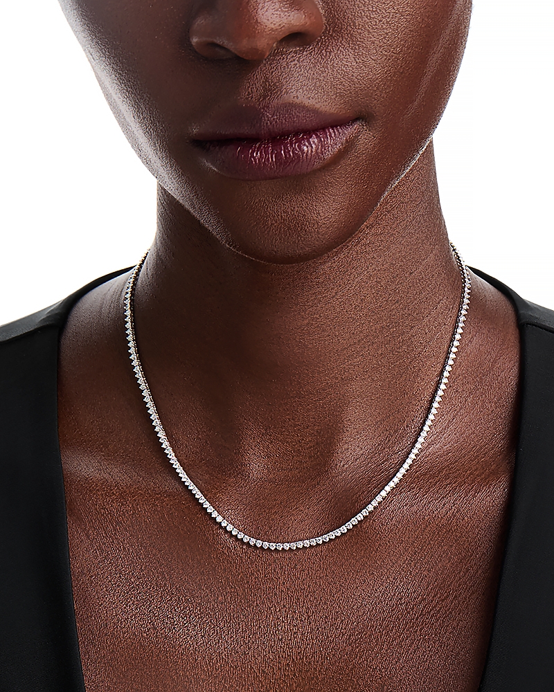 Bloomingdale's Fine Jewelry Diamond Classic Tri Prong Tennis Necklace in 14K Gold, 6.0 tcw