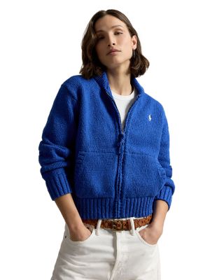 Wave-Logo Cotton Zip Cardigan