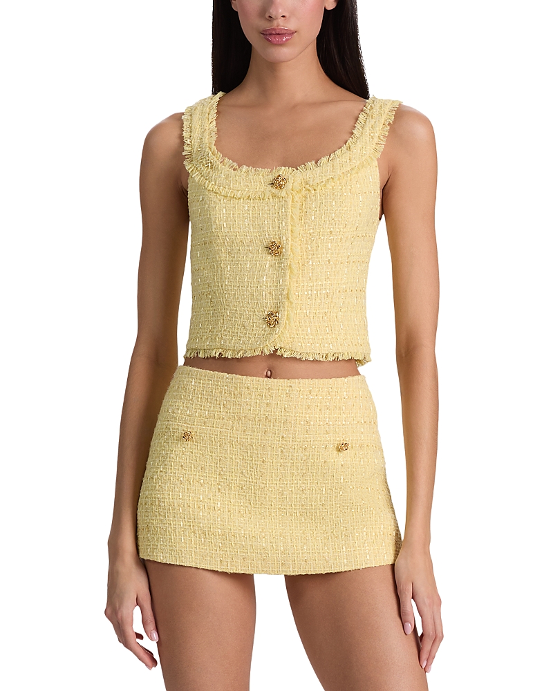 Alice and Olivia Shila Tweed Cropped Top