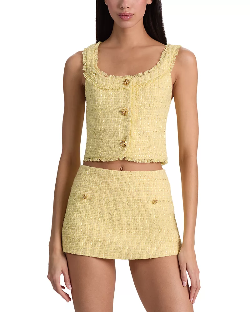 Alice and Olivia Shila Tweed Cropped Top