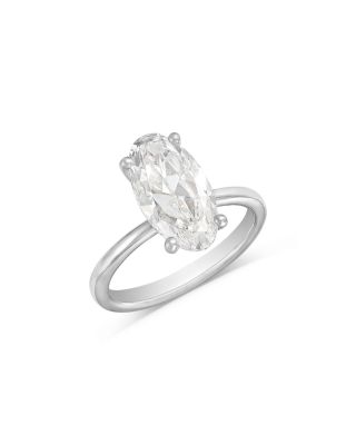 Bloomingdale's Fine Collection Luxe Collection Certified Lab Grown Diamond Old Mine Moval Solitaire Engagement Ring in 18K White Gold, 3.0 tcw