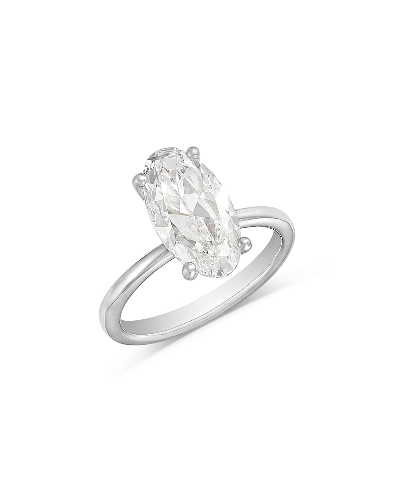 Bloomingdale's Fine Collection Luxe Collection Certified Lab Grown Diamond Oval Solitaire Engagement Ring in 18K White Gold, 3.0 tcw