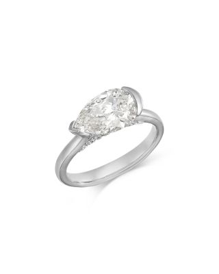 Luxe Collection Certified Lab Grown Diamond Pear Cut Solitaire Ring in 18K White Gold, 2.1 tcw