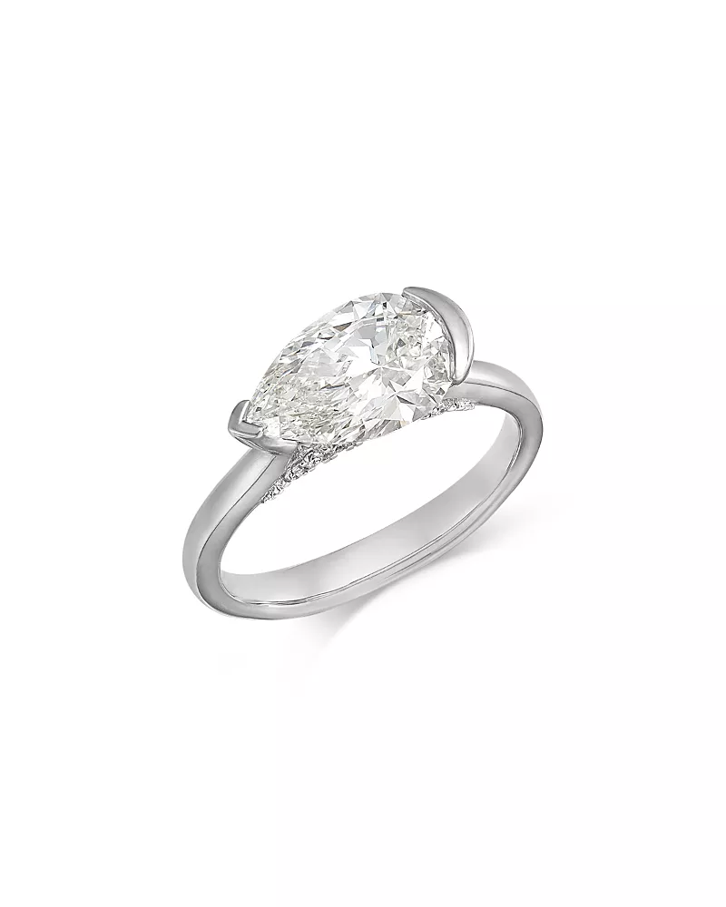 Bloomingdale's Fine Collection Luxe Collection Certified Lab Grown Diamond Pear Cut Solitaire Ring in 18K White Gold, 2.1 tcw