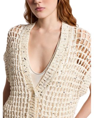 Knitted Short Sleeve Cardigan Sweater