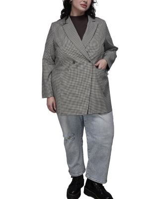  Plus The Empower Zipper Double Breasted Blazer