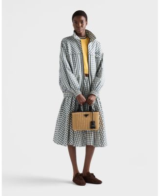 Medium Wicker and Canvas Tote Bag