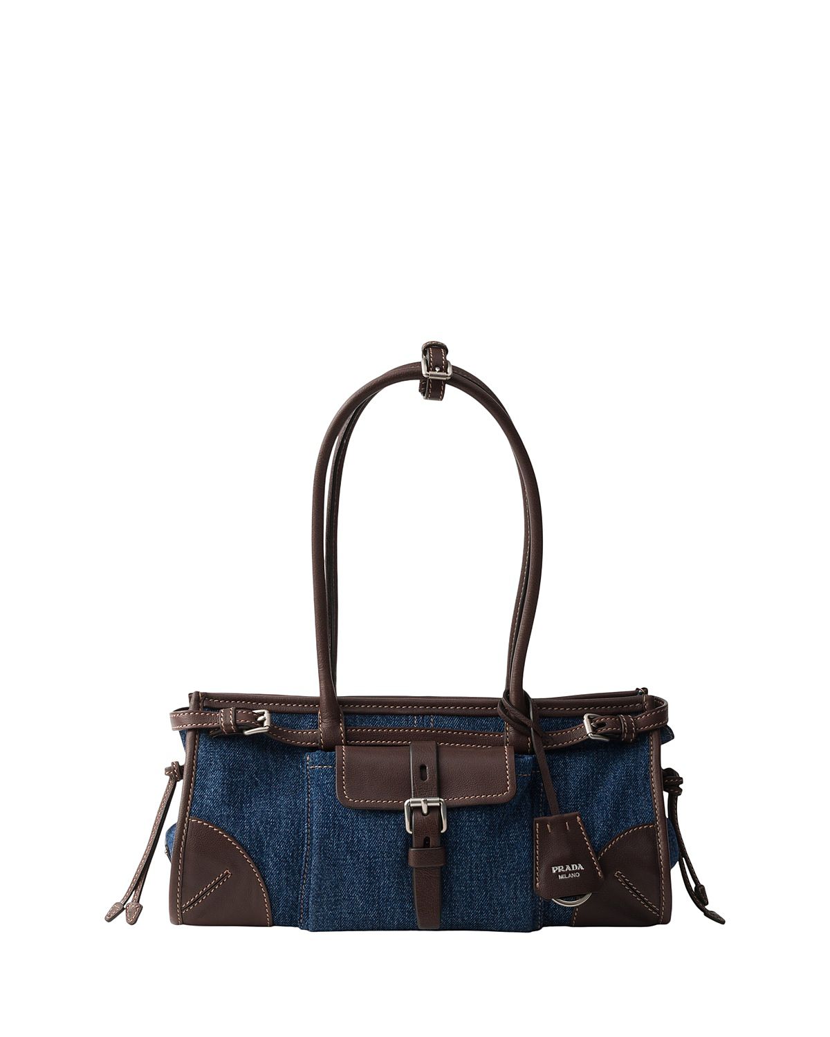 Prada Bonnie Medium Denim and Leather Handbag