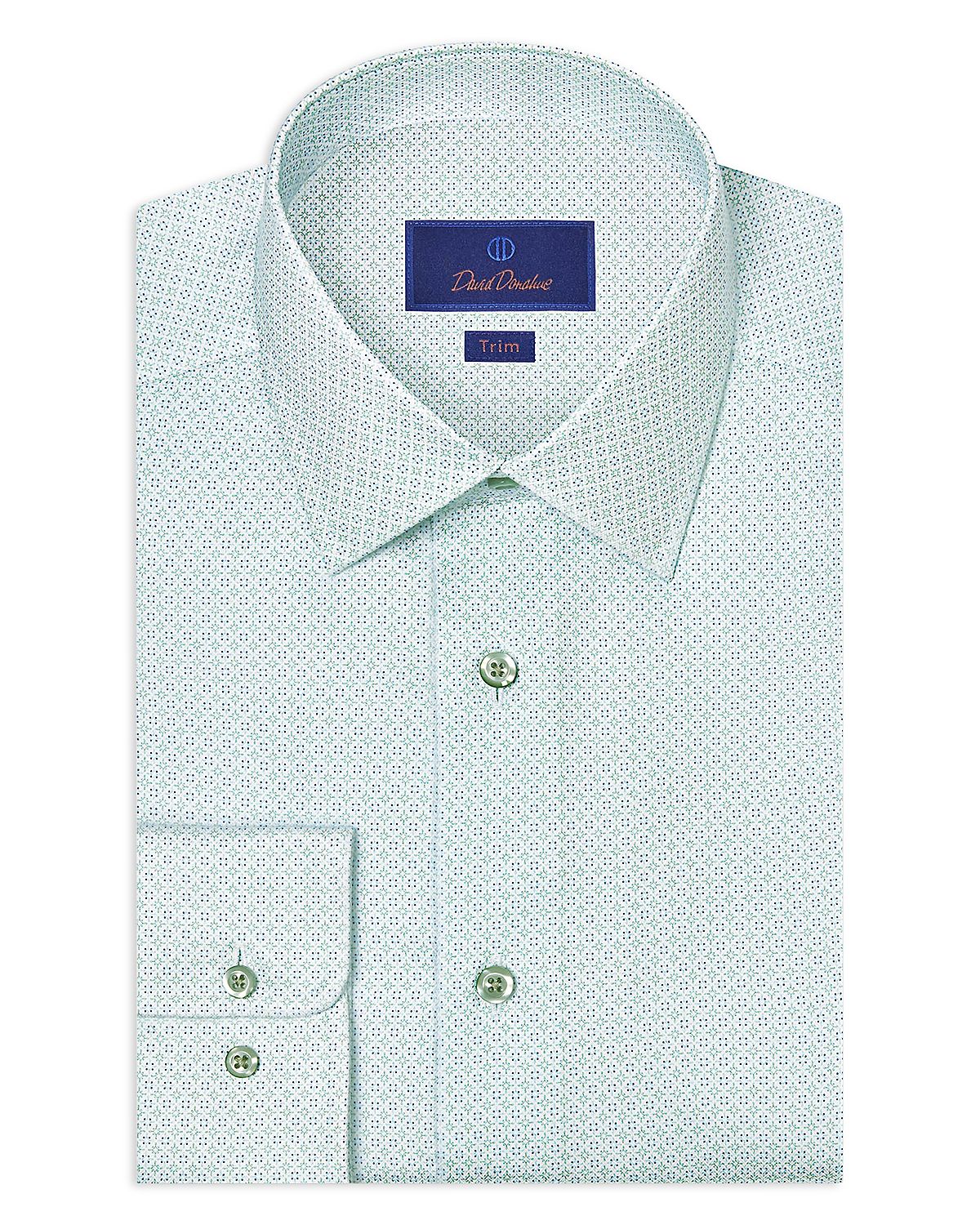 David Donahue Trim Fit Geometric Print Dress Shirt