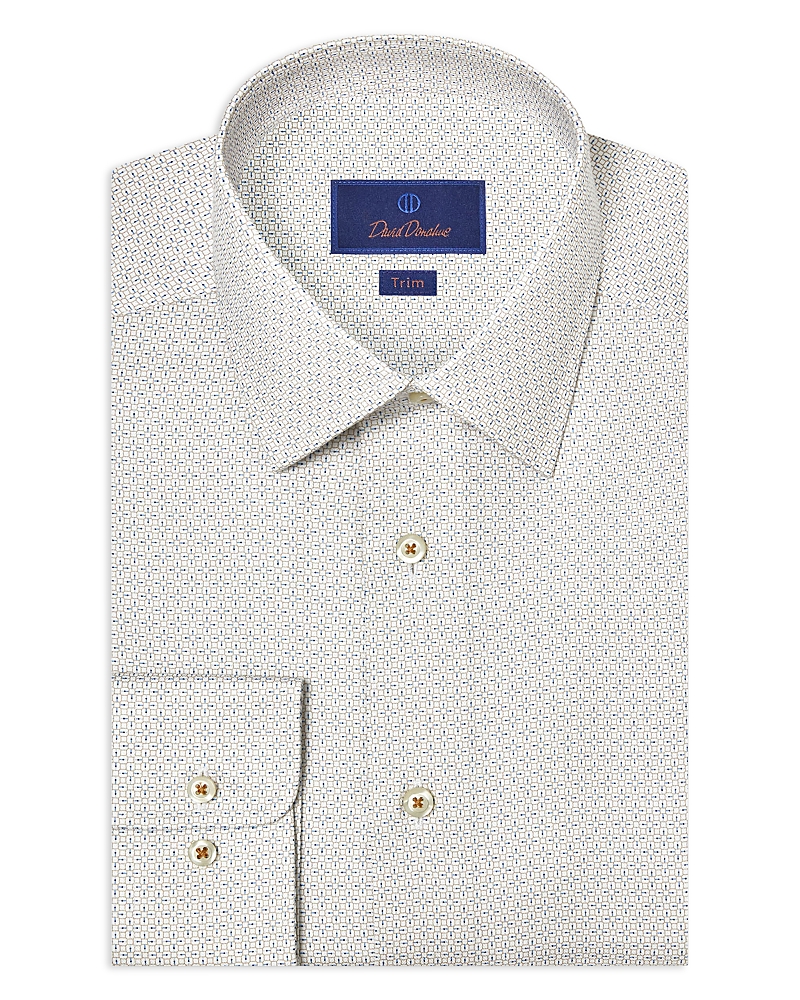 David Donahue Trim Fit Geometric Print Dress Shirt · 17.5 34/35