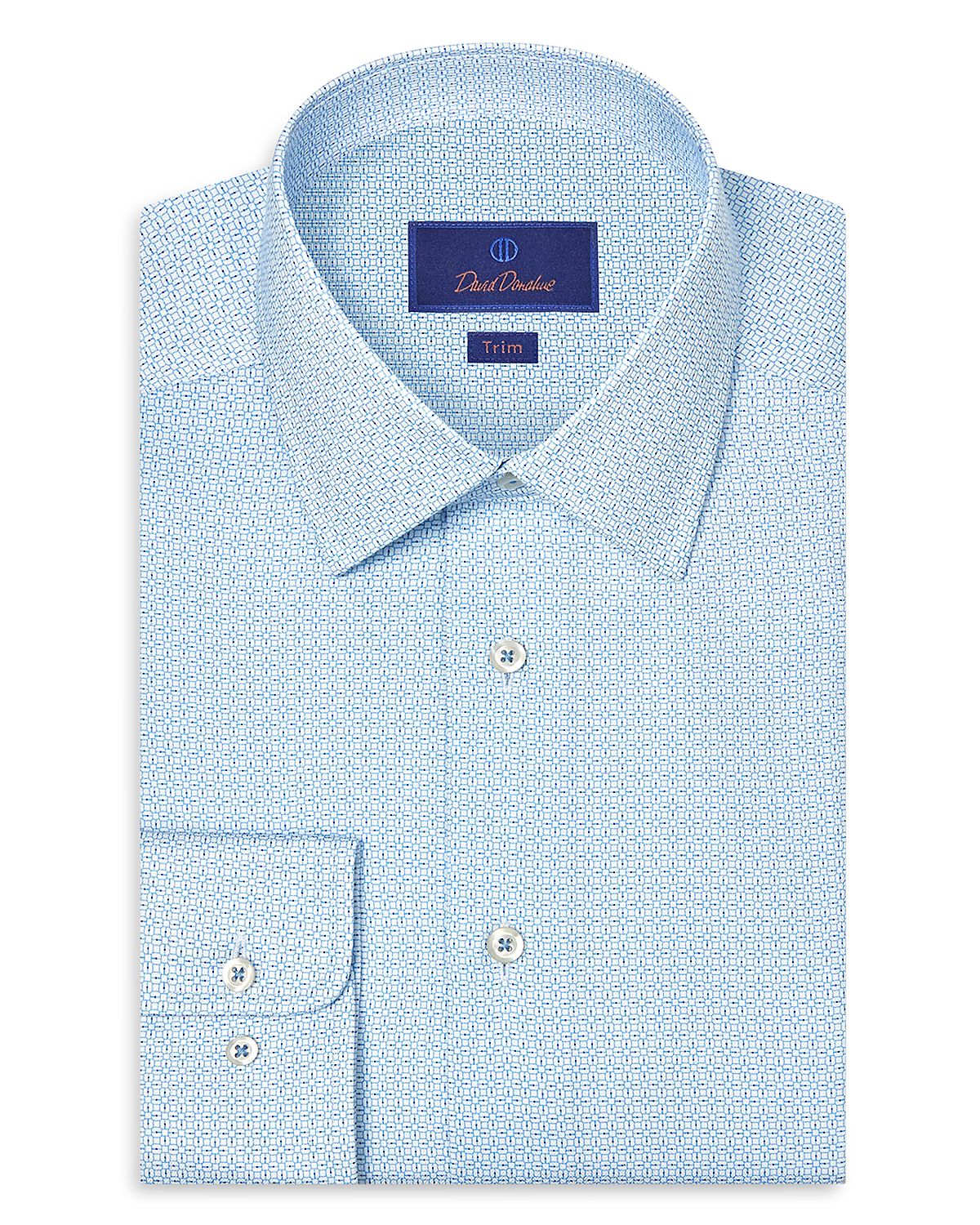 David Donahue Trim Fit Geometric Print Dress Shirt
