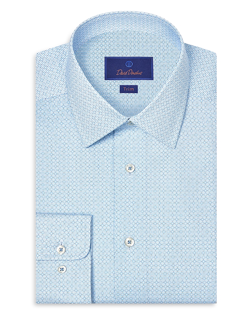 David Donahue Trim Fit Geometric Print Dress Shirt