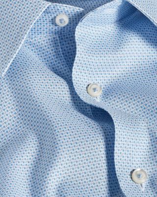 Trim Fit Stretch Geometric Print Dress Shirt