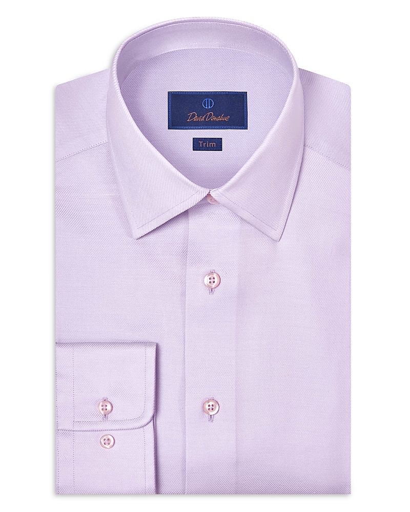 David Donahue Trim Fit Stretch Twill Solid Dress Shirt