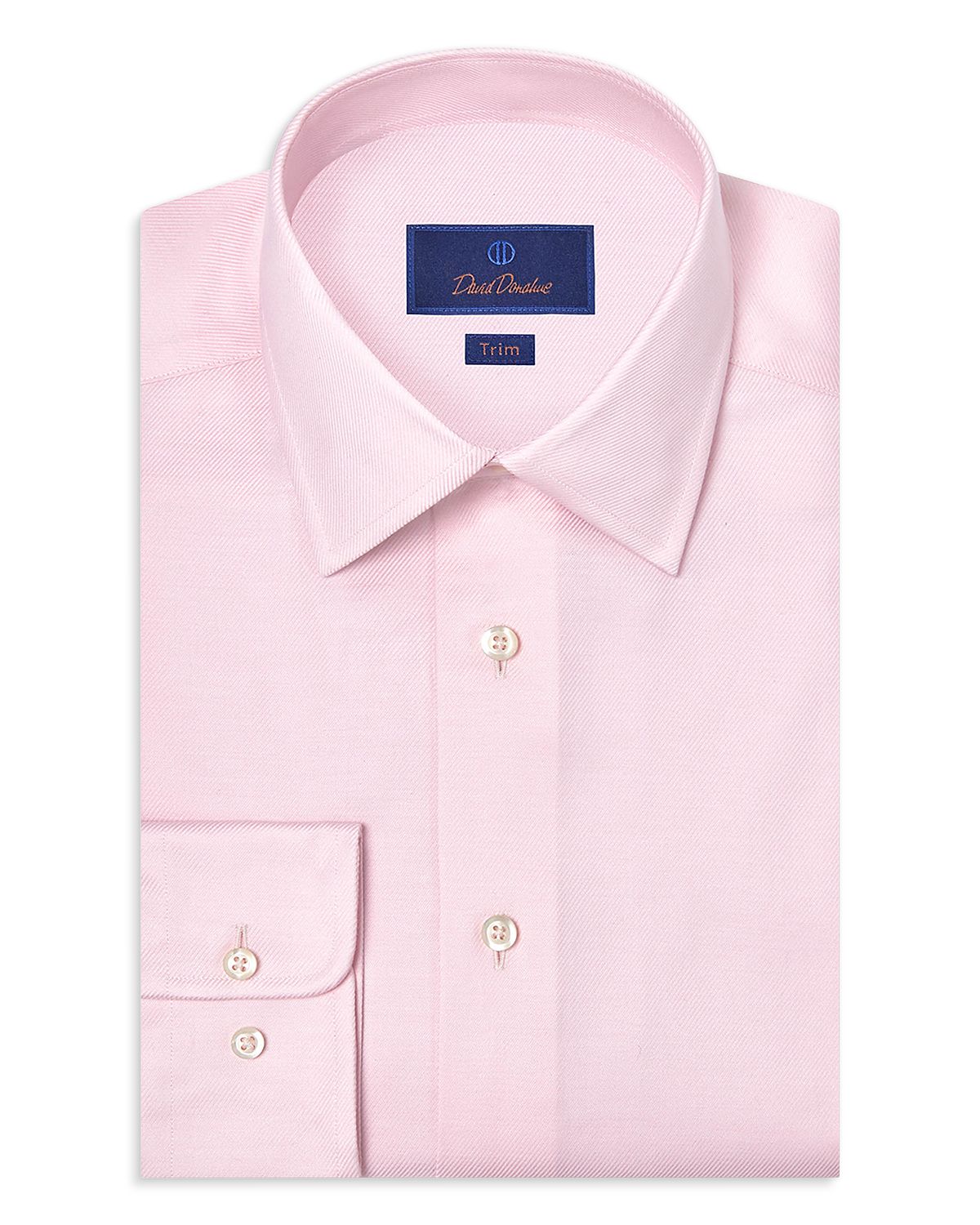 David Donahue Trim Fit Stretch Twill Solid Dress Shirt