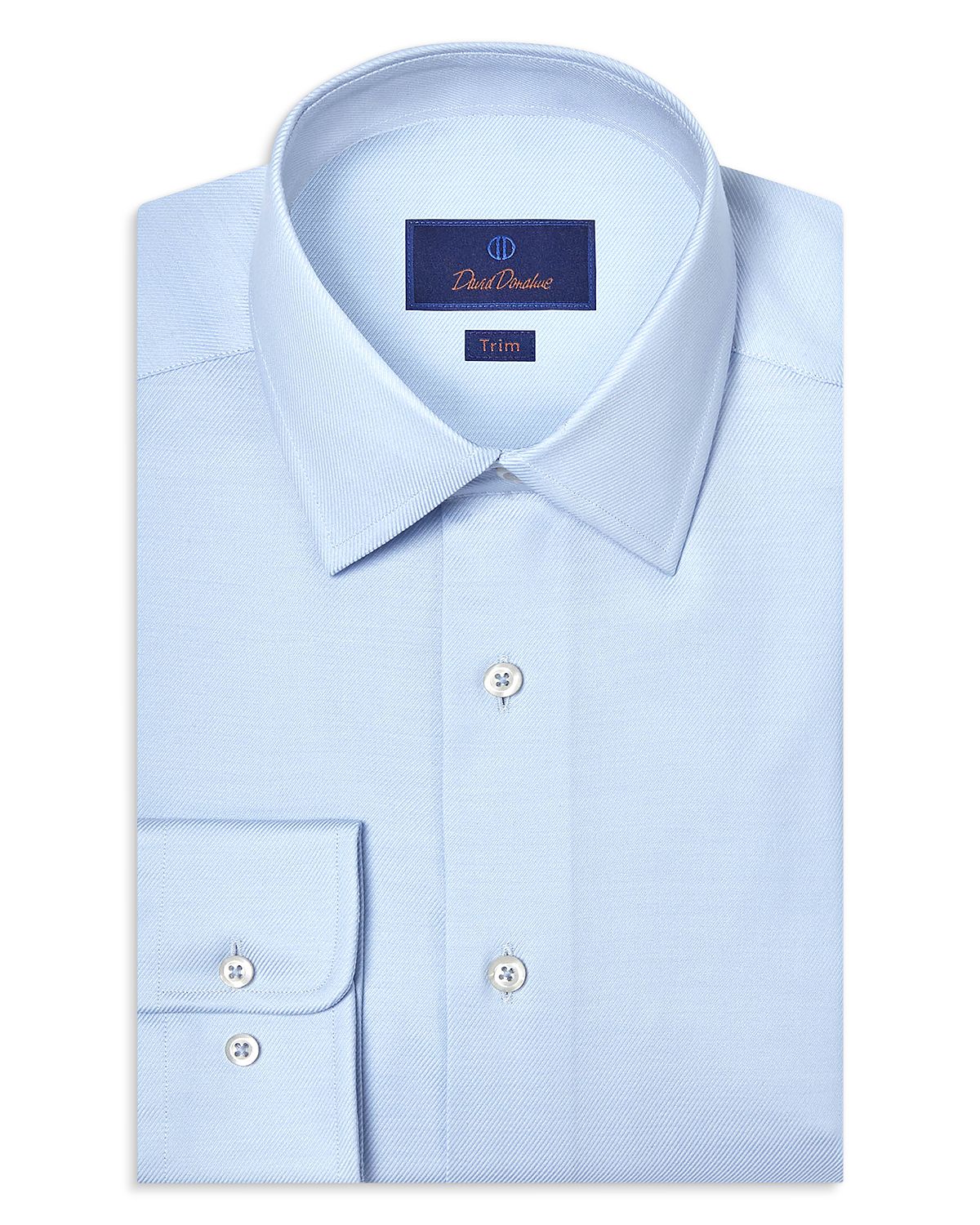 David Donahue Trim Fit Stretch Twill Solid Dress Shirt