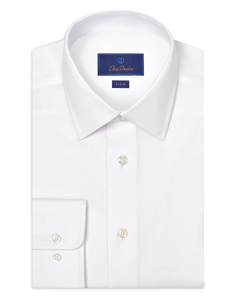 David Donahue Trim Fit Stretch Twill Solid Dress Shirt