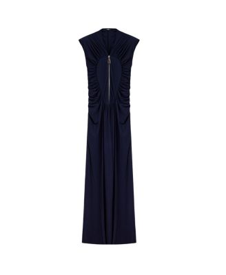  Zip-Front Draped Maxi Dress
