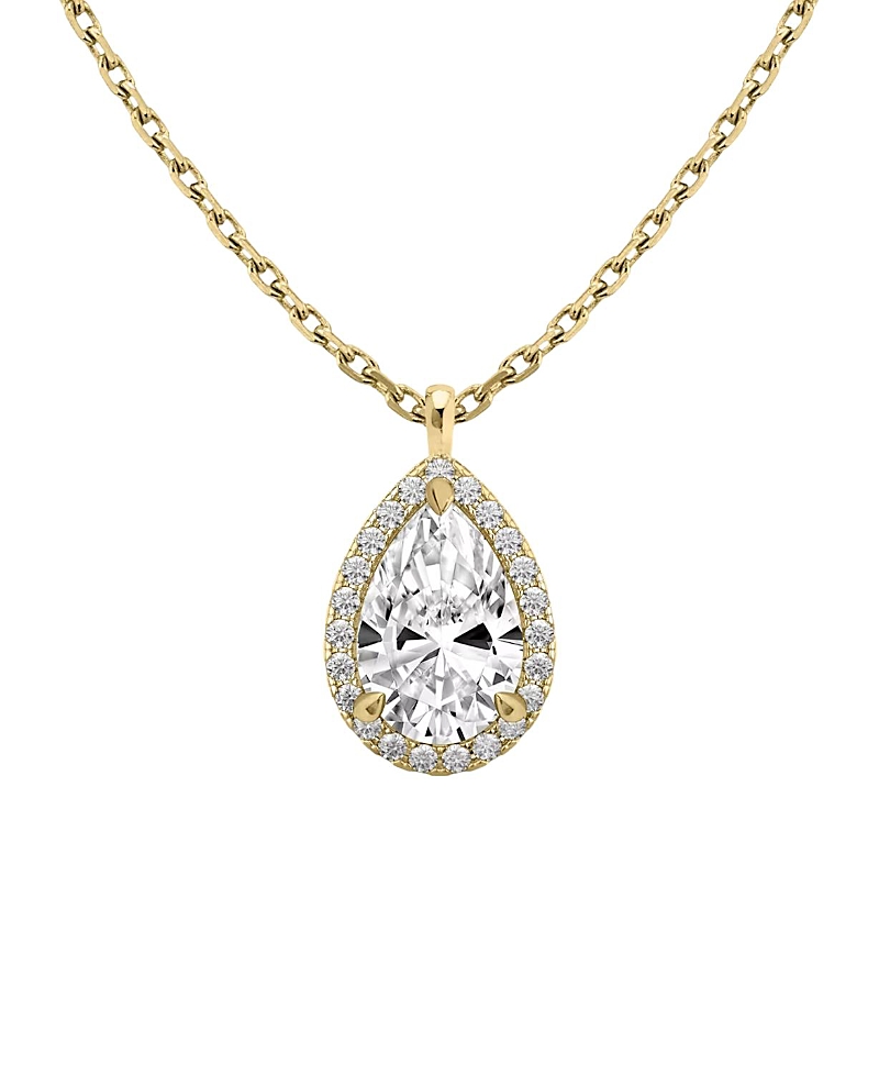 Vrai Halo Pendant in 14K Yellow Gold, 0.75ctw Pear Lab Grown Diamond