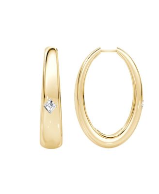  Oval Dome Hoops in 14K Yellow Gold, 0.5ctw Lozenge Lab Grown Diamond