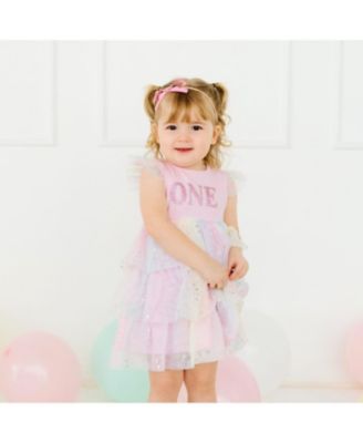 Girls' First Birthday Fairy Dust Short Sleeve Tutu Dress - Baby