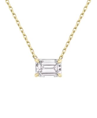  Solitaire Necklace in 14K Gold, 0.75ctw Emerald Lab Grown Diamond