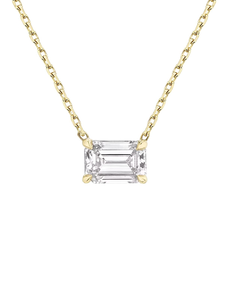 Vrai Solitaire Necklace in 14K Yellow Gold, 0.75ctw Emerald Lab Grown Diamond