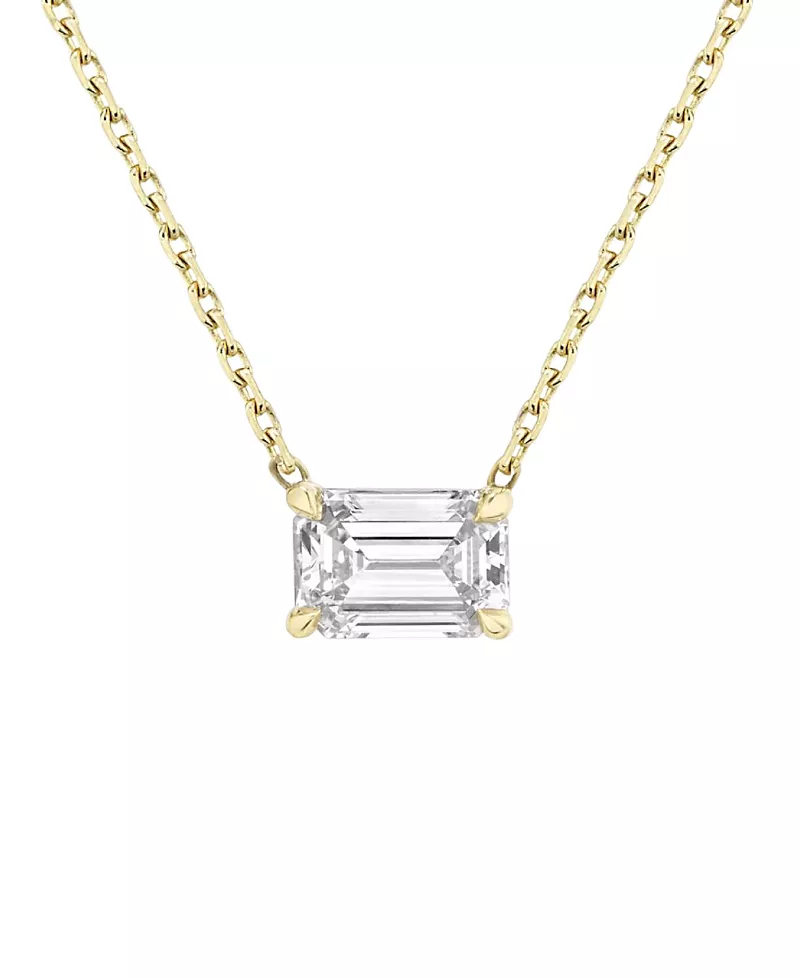Vrai Solitaire Necklace in 14K Yellow Gold, 0.75ctw Emerald Lab Grown Diamond