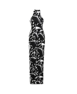  Printed Halter Maxi Dress