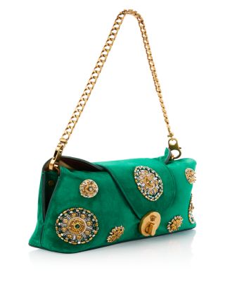 Small Embellished Suede Clutch